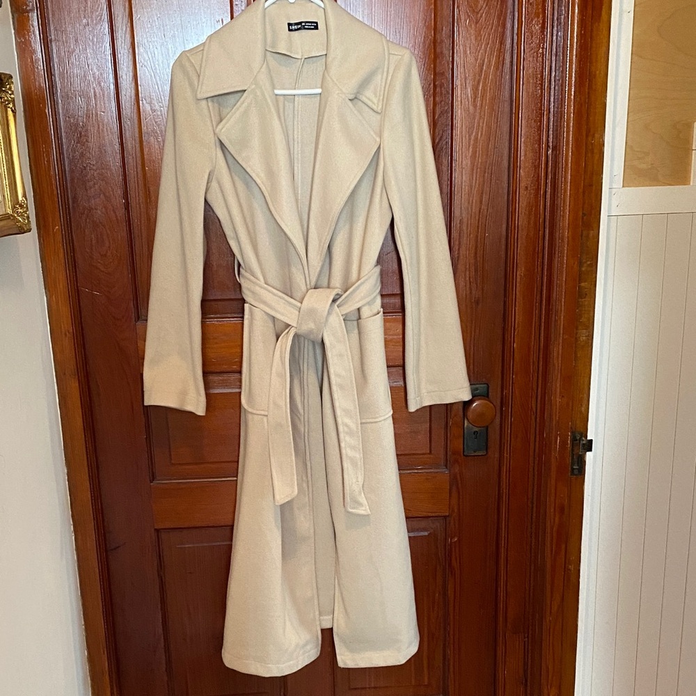 Shein Cream Trench Coat with Belt.